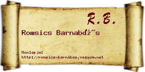 Romsics Barnabás névjegykártya